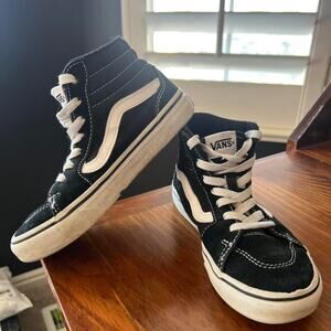 Vans black high top skateboarding shoes size 1 kids